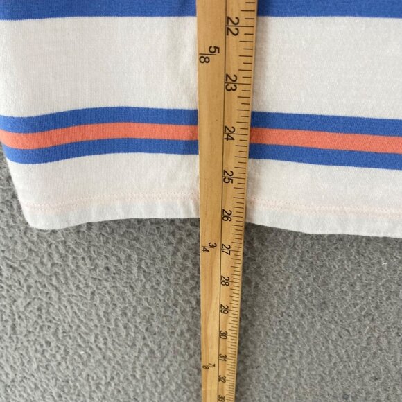 Talbots Top Womens 1X Plus Blue Orange Striped 3/4 Sleeves Boat Neck Pullover - Picture 8 of 11